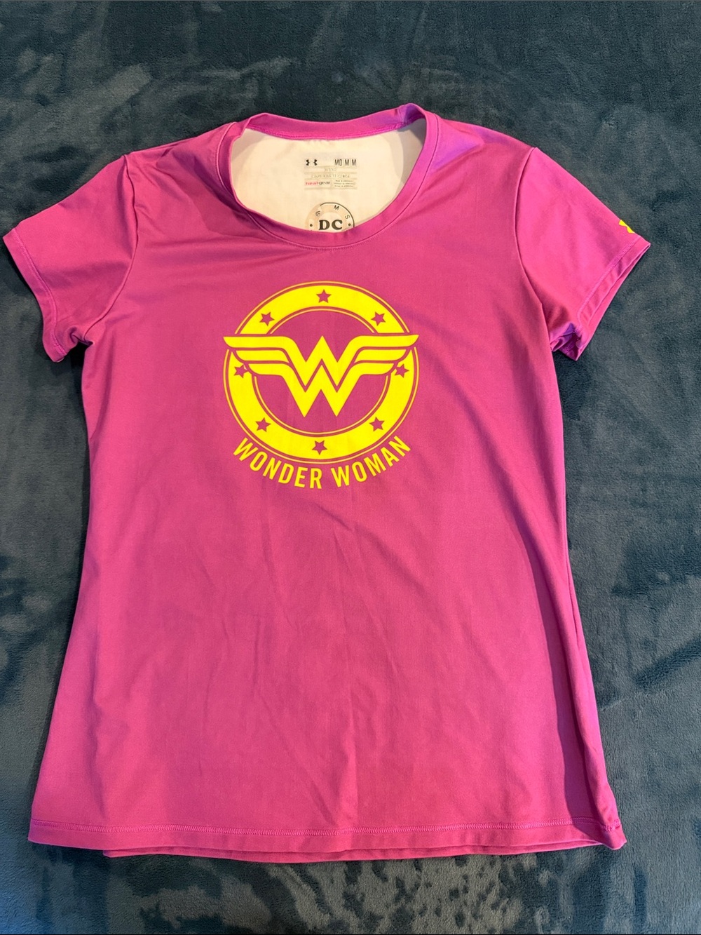 DC Wonder Woman Short Sleeve Pink Tee with Yellow Logo